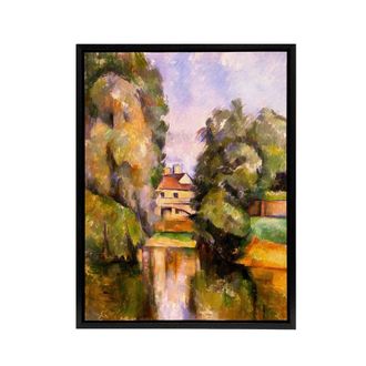 Artery8 Paul Cezanne Country House By A River Framed Canvas Wall Art Print | Size: W24 x H32
