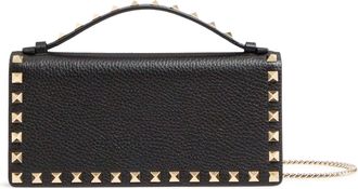 Valentino Garavani ROCKSTUD CHAIN WALLET IN GARNET CALFSKIN - Valentino Garavani - Woman
