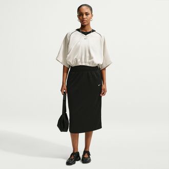Nike Womens Nike Sportswear Loose Midi Track Skirt in Black | IO3378-010