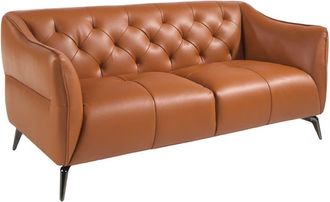 Angel Cerd&aacute; Sof&aacute; 2 plazas tapizado en capiton&eacute; con piel de origen vacuno marr&oacute;n