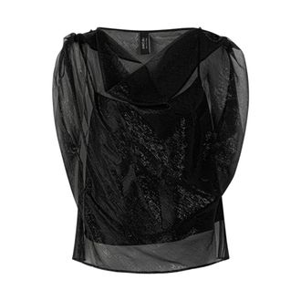 Marc Cain Transparante Top met Onderrok - Dames - Blouses & Shirts - Zwart - Maat: XS Zijde