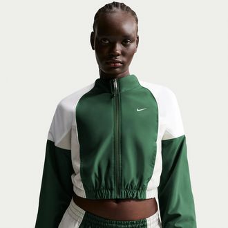 Nike Womens Nike Sportswear Shrunken Track Jacket in Green | IF0216-323