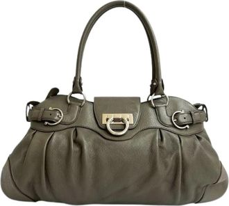 Ferragamo Pre-owned Handbags, female, Gray, Size: ONE SIZE Pre-owned Leather Handbag