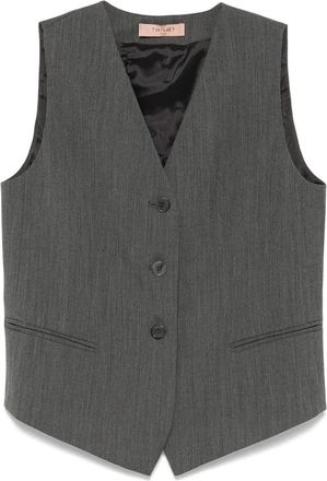 Twinset Elegante Grijze Wollen Vest - Dames - Gillet - Grijs - XS - Wol - Kostuums