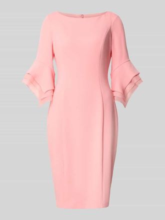 Adrianna Papell Knielanges Cocktailkleid mit Rundhalsausschnitt in Koralle, Gr&ouml;&szlig;e 36