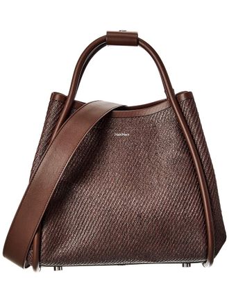 Max Mara Woven & Leather Shoulder Bag