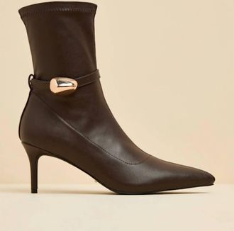 Billini Womens Joyce Pointed-Toe Sock Boots In Chocolate