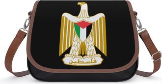 Generic Coat of Arms of Palestine Crossbody Bag Womens Handbag PU Message Bags Shoulder Purse with Adjustable Strap