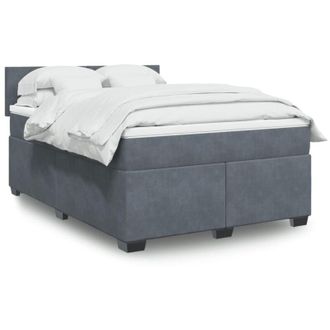 vidaXL Vidaxl - Cama Box Spring Con Colch&oacute;n Terciopelo Gris Oscuro 160x200 Cm