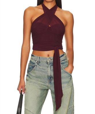 Majorelle London Charlize Halter Top In Plum Purple