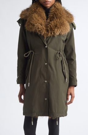 Moncler Halicte Down Parka with Removable Faux Fur Lining in Green at Nordstrom, Size 1