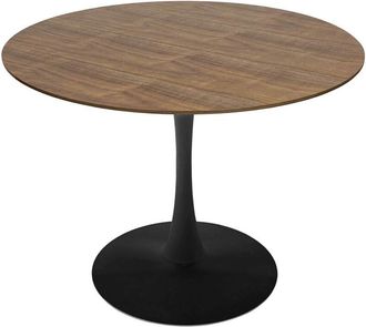 Oviala Oviala - Tavolo da pranzo rotondo per 4 persone, D100 cm, legno scuro