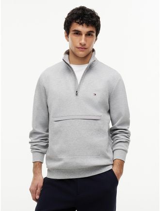 Tommy Hilfiger Mens TH Performance Quarter-Zip Sweatshirt - Light Grey Heather - XL