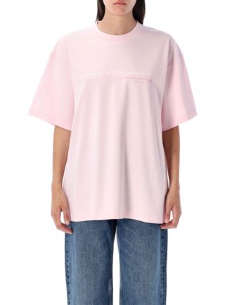 Alexander Wang Alexander Wang Mens Oversized Logo T-shirt - Light Pink Cotton - Size Medium