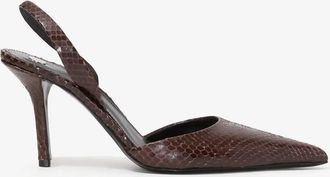 Proenza Schouler Womens Slash Slingback Pumps In Embossed Python Chocolate