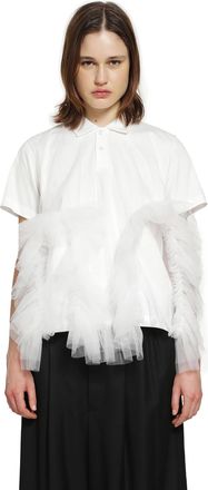 Comme Des Gar&ccedil;ons Cotton Poplin and Ruffled Tulle Polo Shirt