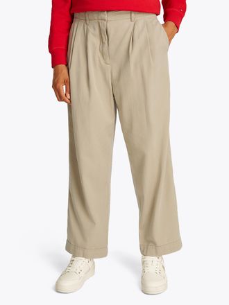Tommy Hilfiger Chinohose TOMMY HILFIGER CO TENCEL RLXD STR PULL ON CHINO, Damen, Gr. 32, N-Gr, beige, Web, Obermaterial: 63% Lyocell, 37% Baumwolle, unifarben, relax
