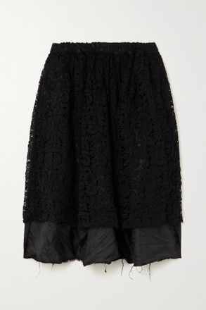 Comme Des Garçons Gonna Midi In Pizzo E Raso - Nero