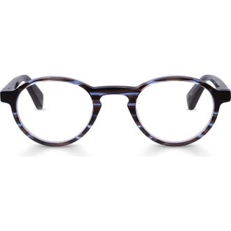 Eyebobs Board Stiff 43mm Round Reading Glasses in Ice Blue /Mocha Stripe at Nordstrom, Size +2.25