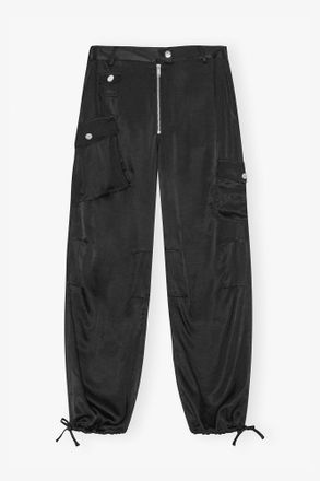 Ganni Black Cargo Pants in - Size 32 Viscose