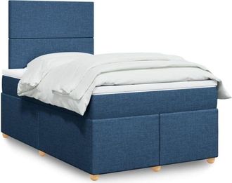 vidaXL Cama Box Spring Con Colch&oacute;n Tela Azul 120x200 Cm Vidaxl