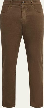 Loro Piana Mens Quarona Linen and Cotton Stretch Five-Pocket Pants
