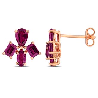 Mimi & Max Multi-Gem Cluster Stud Earrings Sterling Silver