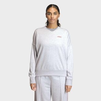 adidas Sweatshirt ADIDAS SPORTSWEAR W CP CRW, Damen, Gr. XXL, light grau heather, active maroon, Obermaterial: 55% Baumwolle, 36% Polyester, 9% Viskose, Rund