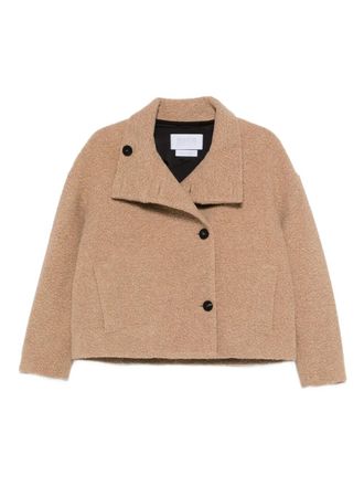 Harris Wharf London buttoned fleece jacket - women - Polyester/Polyamide/Wool/Other fibres/Polyester/Elastane - 44 - Neutrals