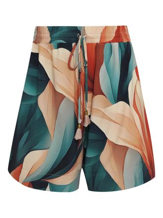 Lygia & Nanny Cannes drawstring-fastening floral-print shorts - Orange