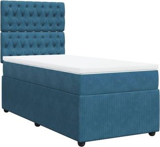 vidaXL Cama Box Spring Con Colch&oacute;n Terciopelo Azul Oscuro 80x200 Cm Vidaxl