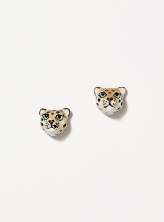 Nach Bijoux Womens Leopard head stud earings
