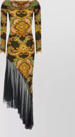 Etro asymmetric dress double layer floral draped