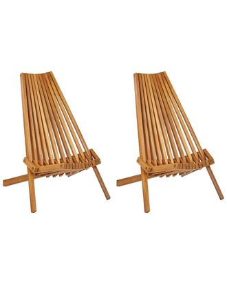 Beliani Conjunto de 2 sillas de jard&iacute;n Madera de acacia Marr&oacute;n