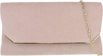 Girly HandBags Womens Plain Suede Effect Clutch Bag (Nude)