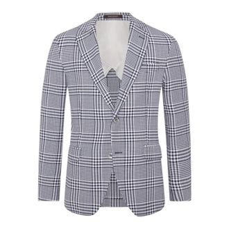 Oscar Jacobson Blue Linen Blend Regular Fit Blazer