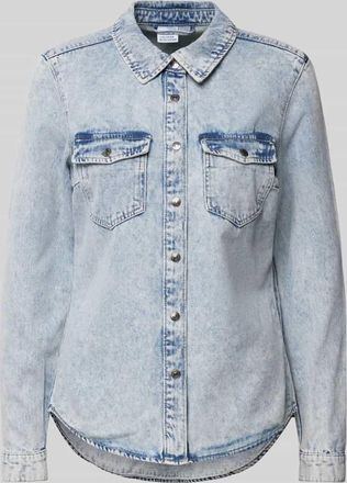 Vero Moda Regular Fit Hemdbluse mit Baumwoll-Anteil Modell JENNIE in Jeansblau, Gr&ouml;&szlig;e S