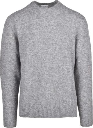 Ballantyne Grey Textured Alpaca-Blend Crewneck Sweater