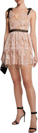 Self Portrait Light Pink Floral Lace Starlet Mini Dress Size XS