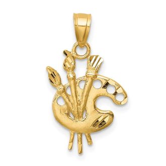Diamond2Deal 14k Yellow Gold Diamond-cut Artists Paint Palette Pendant