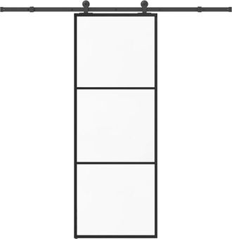 vidaXL Vidaxl - Puerta Corredera Con Set Herrajes Vidrio Esg Aluminio 76x205 Cm