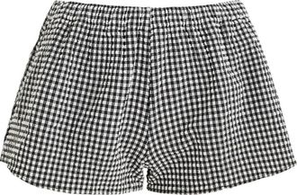 Hunza G Runner Gingham Crinkle Shorts - Black - One Size