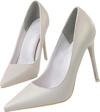 Generic Women Elegant Office Party Pointed Toe High Heel Pumps Wedding Stiletto Dress Shoes Gray