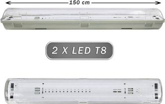Trade Shop Trade Shop - Plafon Estanco 2 Neon Led Tubo T8 G13 150 Cm Wall-ceiling Ip65 T8-150s