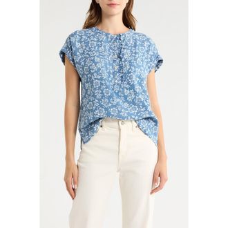 Tommy Bahama Bahia Blooms Top in Medium Indigo Wash at Nordstrom, Size X-Small