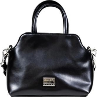 Tommy Hilfiger Tassen, Dames, Zwart, ONE Size, Zwarte Elegante Handtas met Schouderband