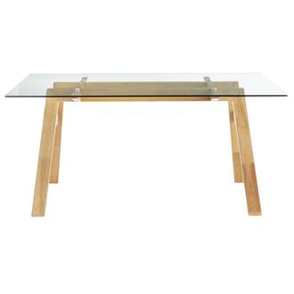 Miliboo Miliboo - Tavolo Da Pranzo Di Design In Vetro Trasparente E Legno L160 Cm Bacco