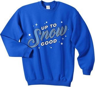Sanfran Clothing Sanfran - Up to Snow Good Top Christmas Xmas Funny Retro Apres Ski Ugly Jumper Sweater - Large/Royal Blue
