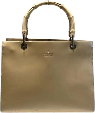 Gucci Pre-owned Handbags, female, Beige, Size: ONE SIZE Pre-owned Leather Tote
