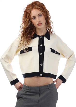 HUGO BOSS Dames/Dames Femolia Gebreide Cropped Jas (Crème/Zwart)